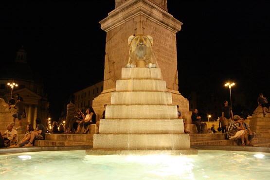 Piazza Del Popolo night lion fountain